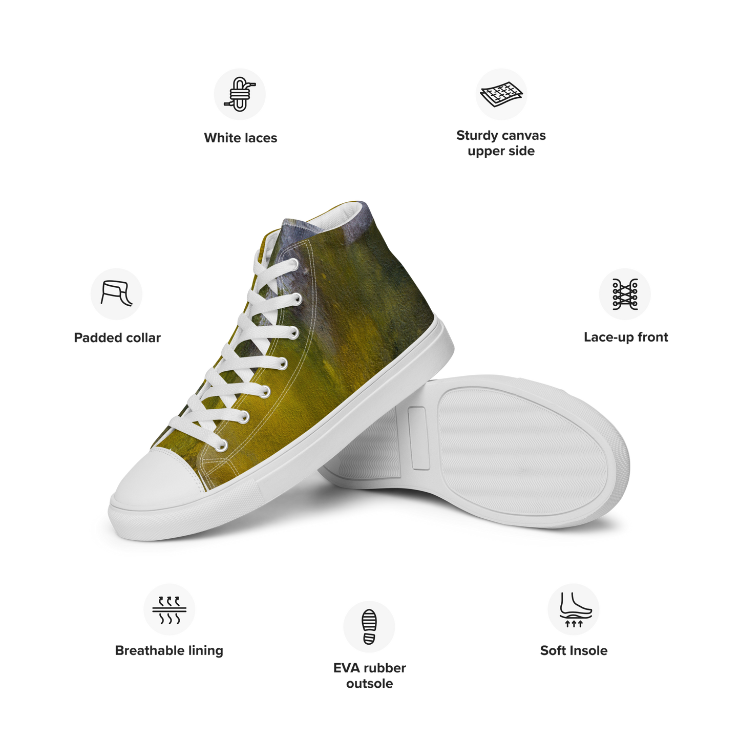 ERDGRÜN High-Top Leinenschuhe für Damen
